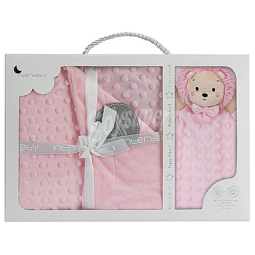 Set de manta + doudou, color rosa, interbaby.