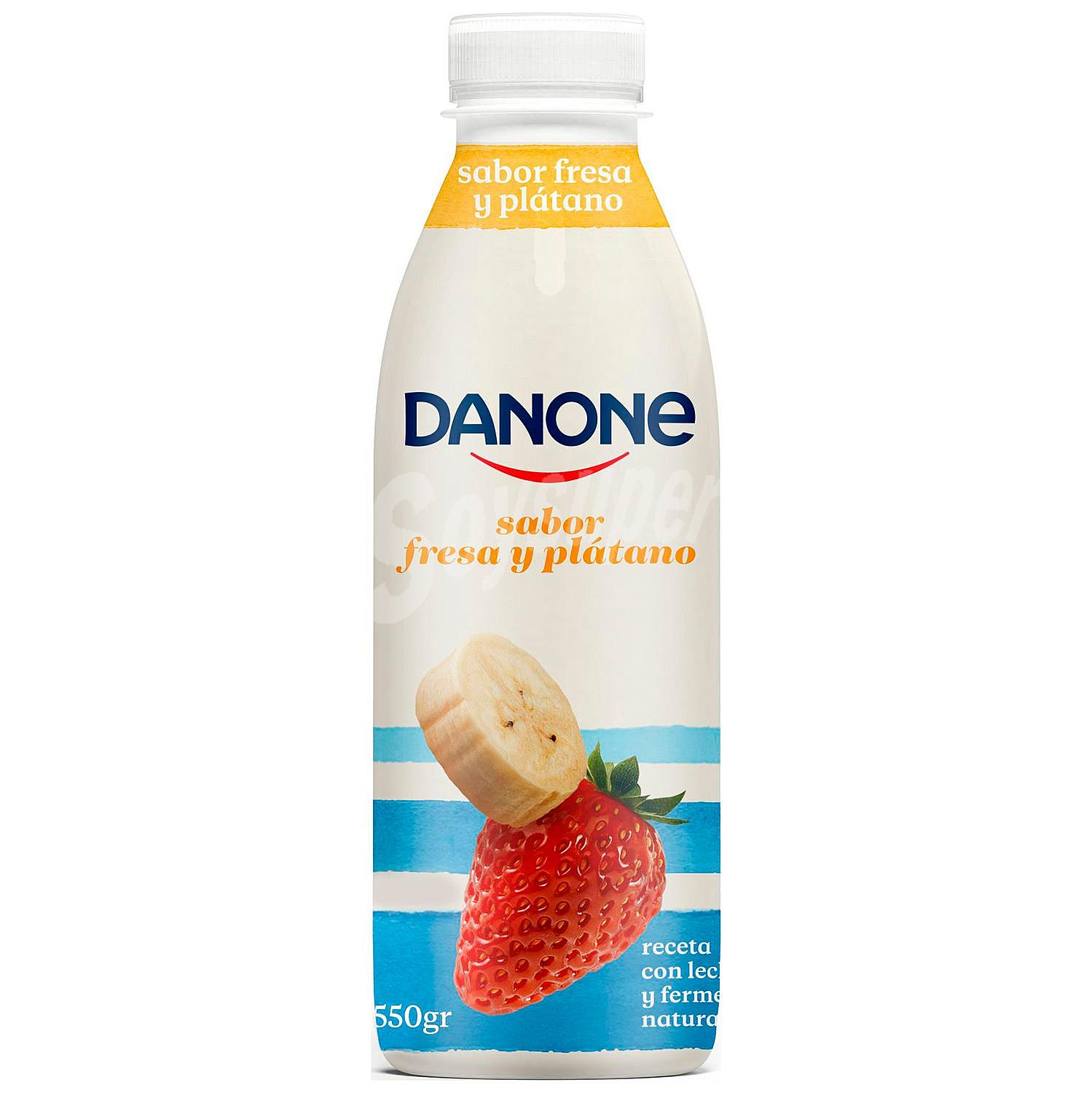 Yogur líquido para beber con sabor a fresa y platáno danone