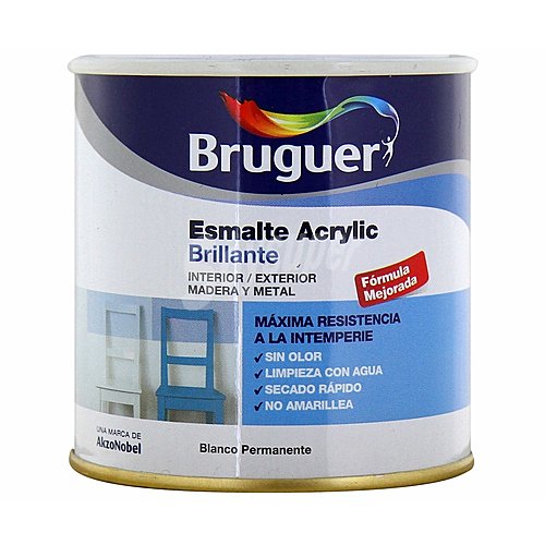 de esmalte acrílico decorativo de color blanco y con acabado brillante bruguer