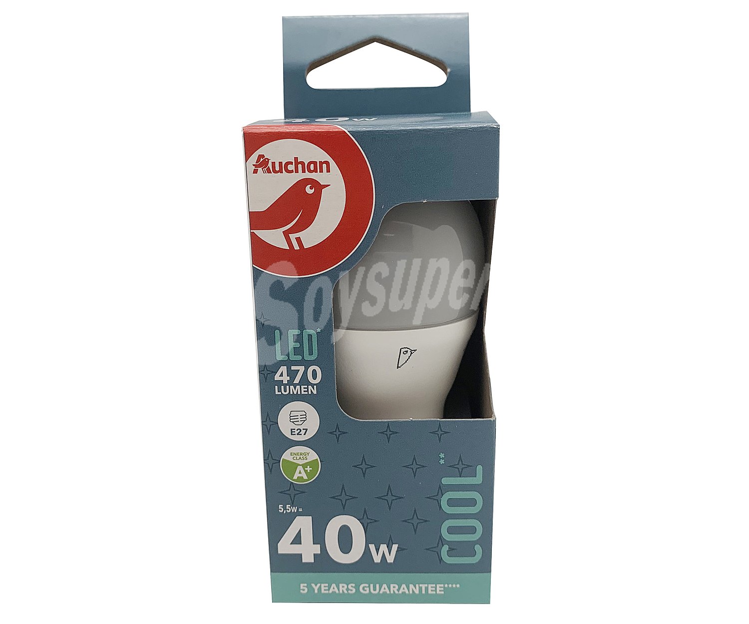 Bombilla Led E27, 5,5W=40W, luz fría alcampo