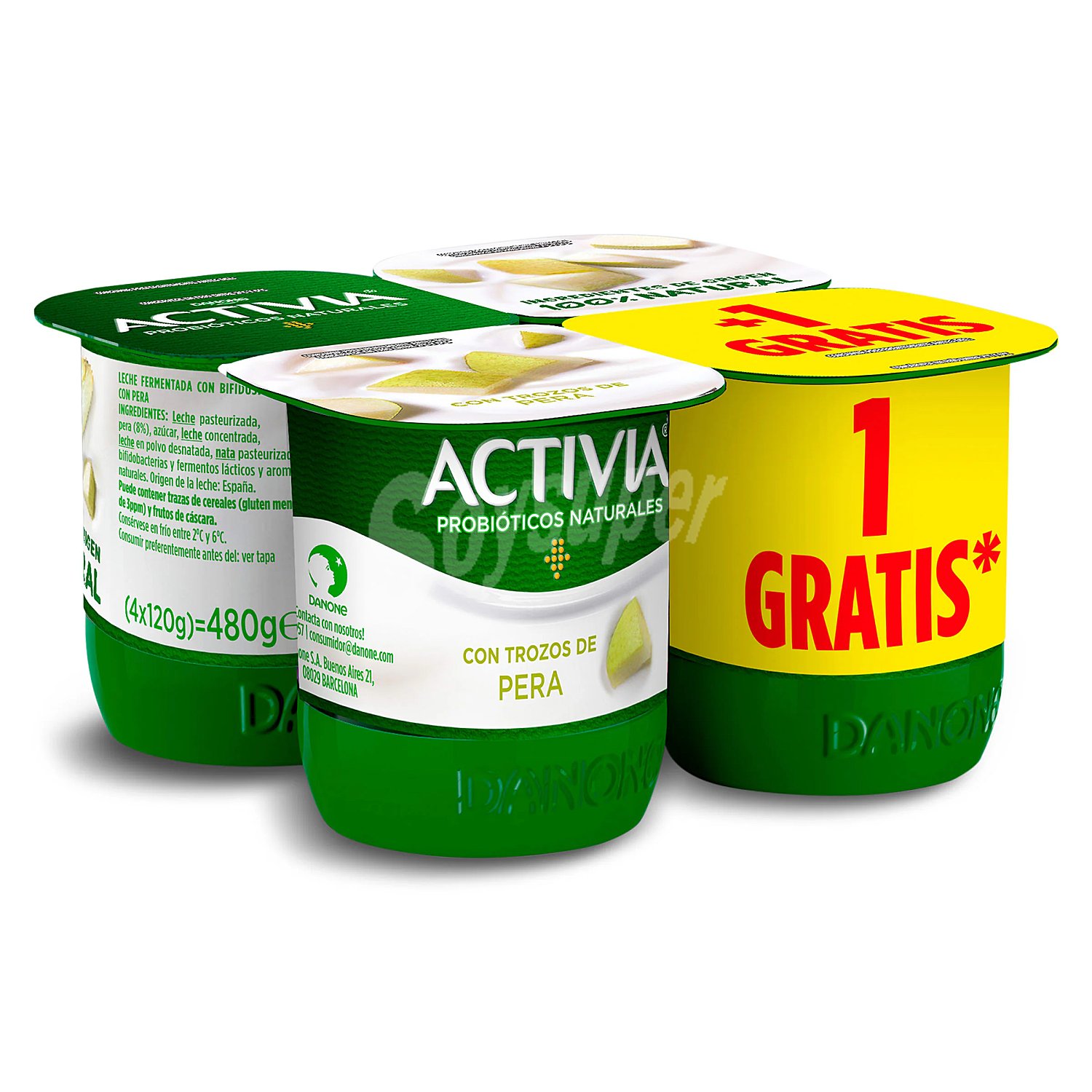 Bifidus con trocitos de jugosa pera activia de Danone