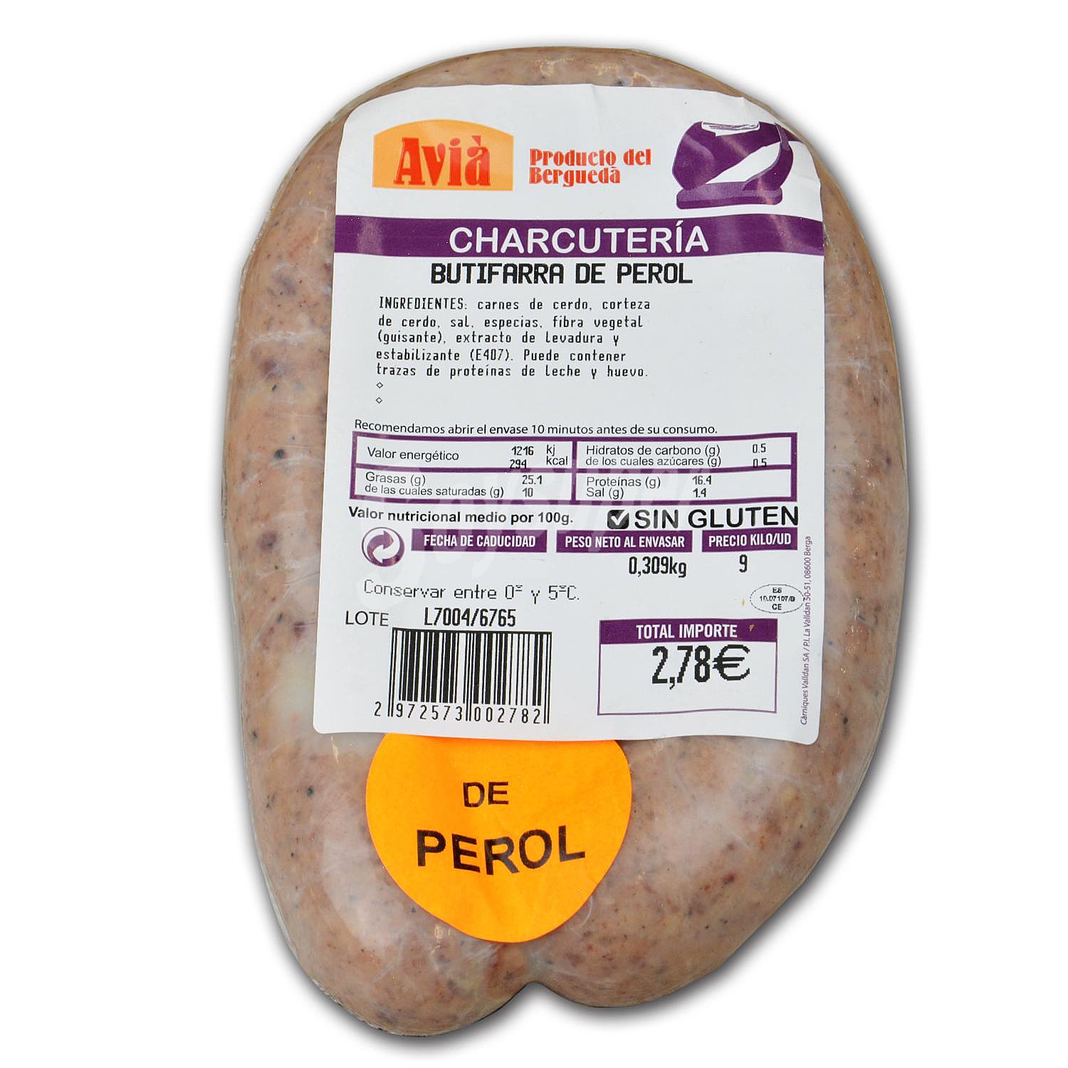 Butifarra de Perol Valldan sin gluten