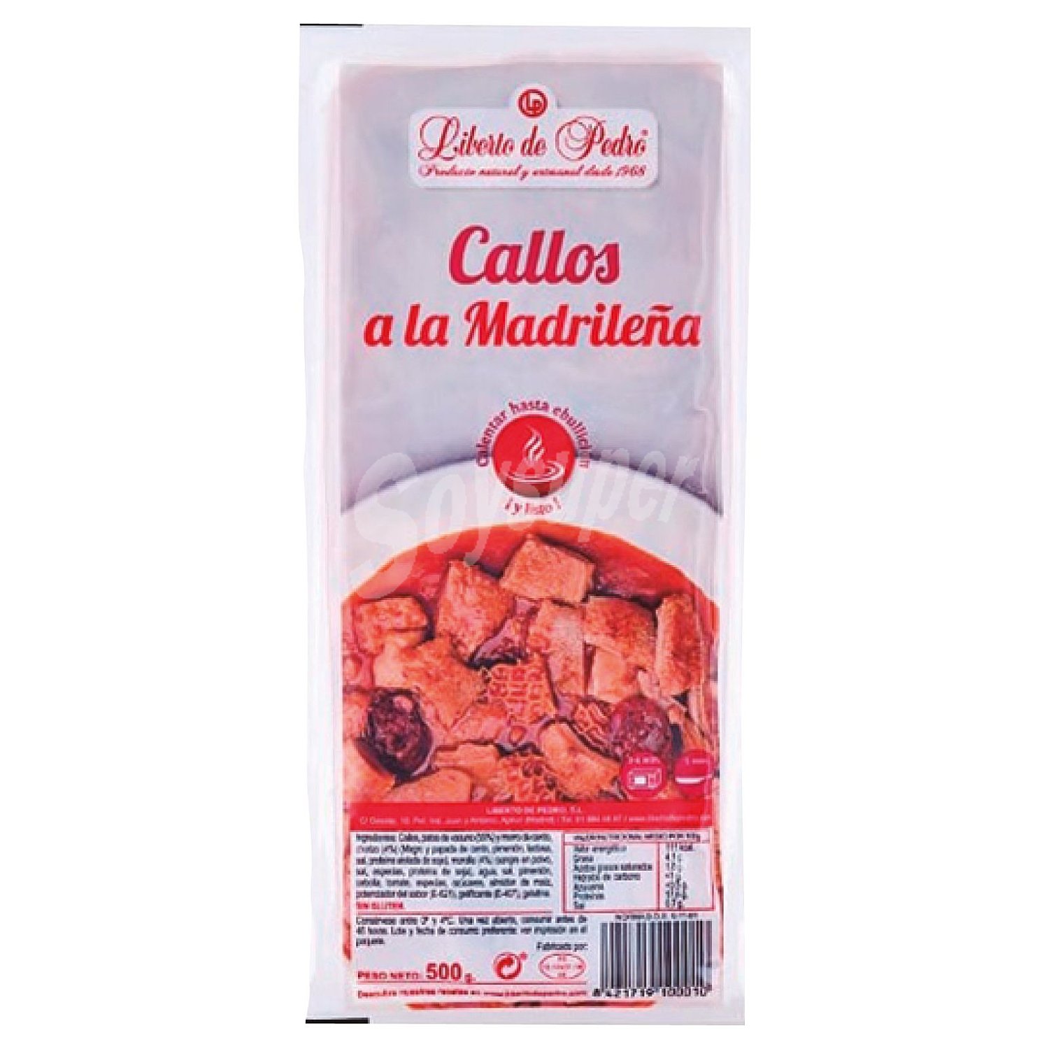 Callos de cerdo y vacuno a la Madrileña, listos para calentar y comer liberto DE pedro