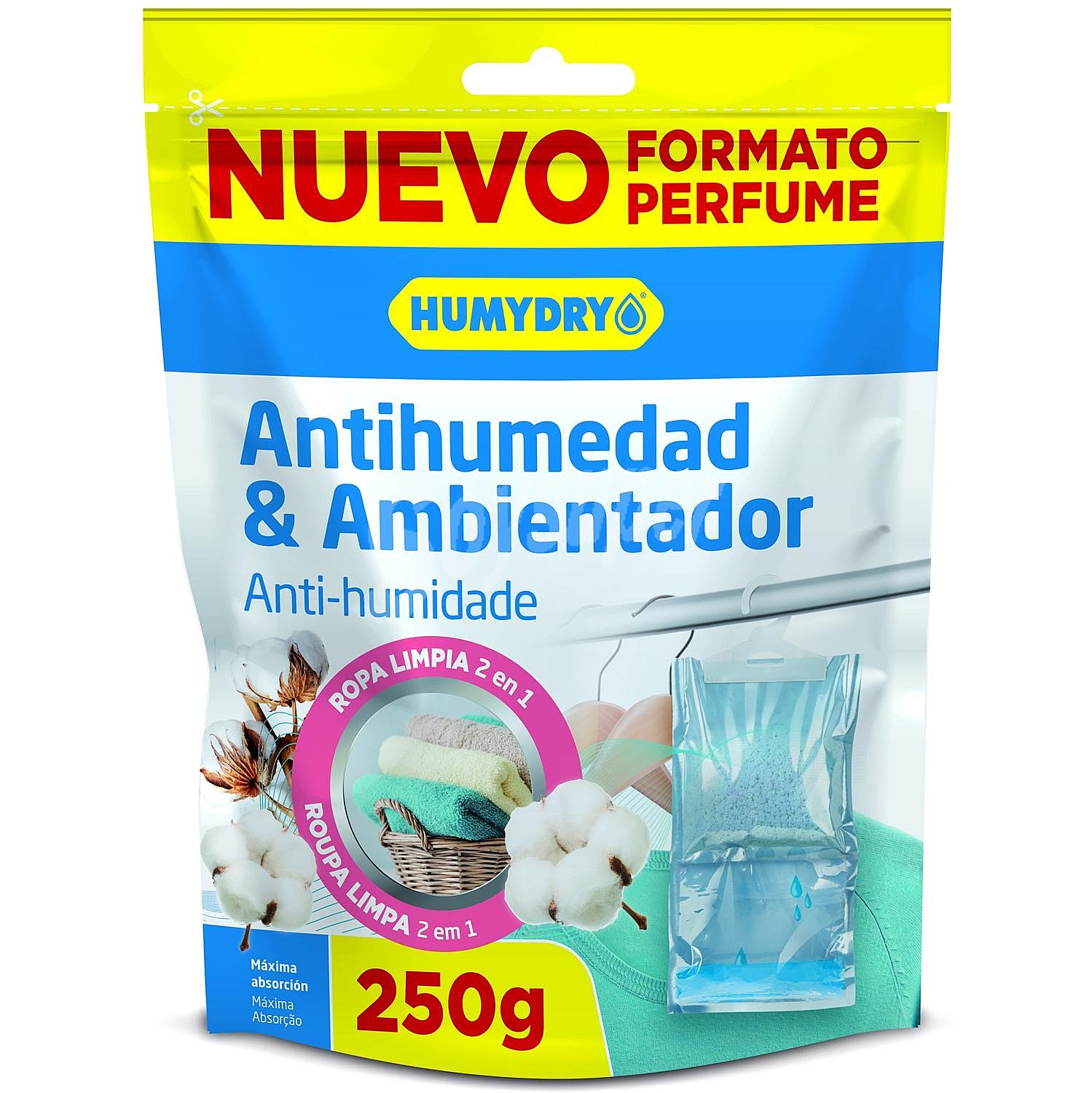 Percha antihumedad y ambientador ropa limpia especial armarios pequeños Humydry