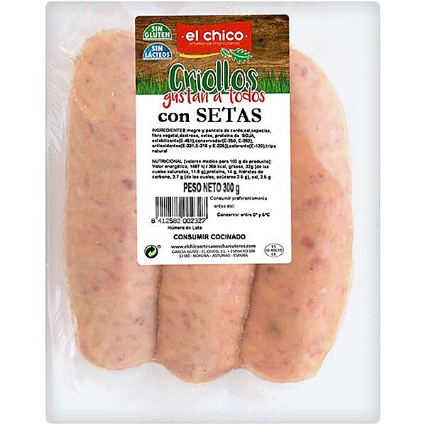 Chorizo criollo con setas sin gluten