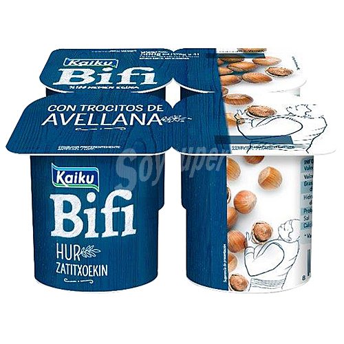 Kaiku Bifidus desnatado (0% materia grasa) natrual con trocitos de avellanas kaiku Bifi