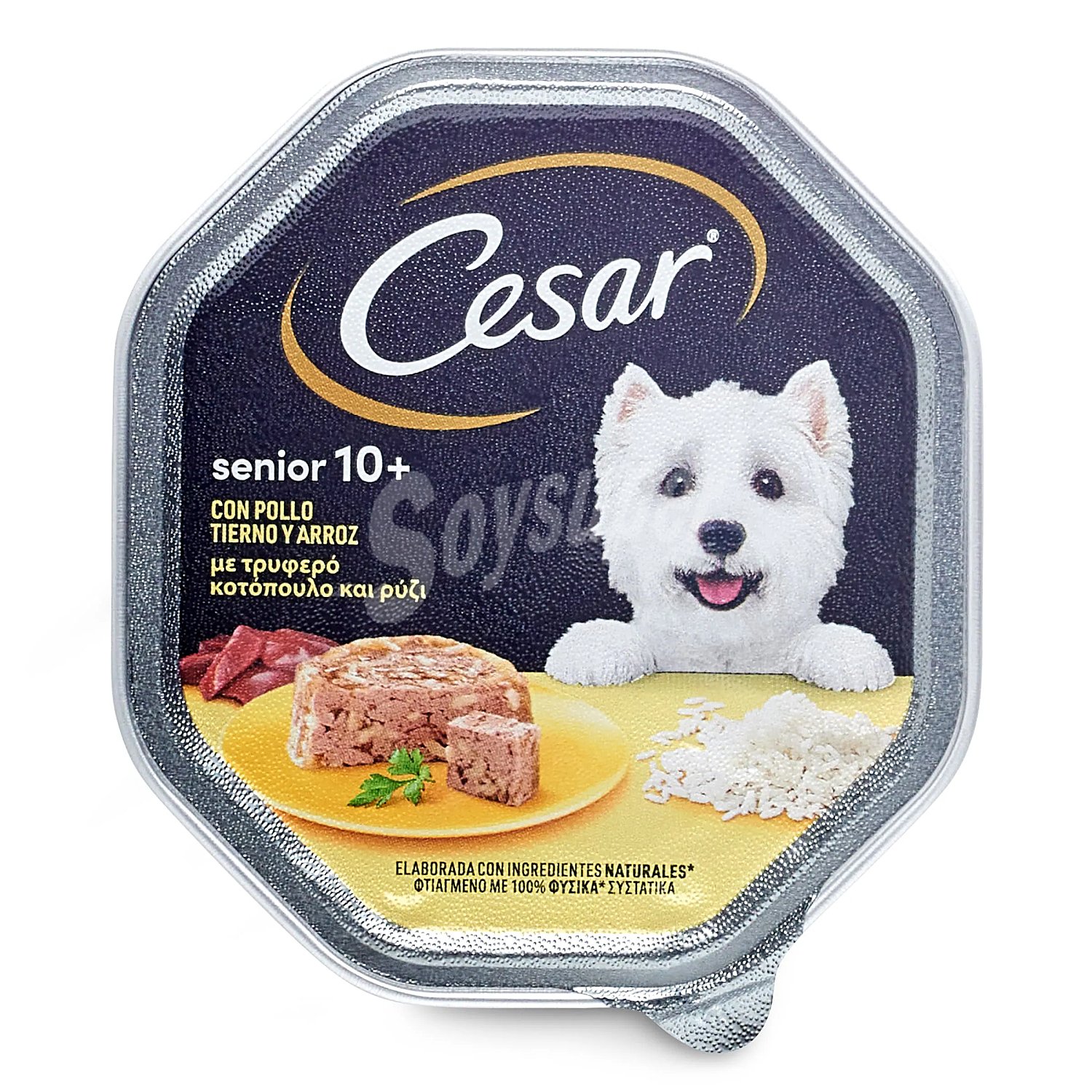 Comida para perro adulto a base de paté de pollo y arroz césar