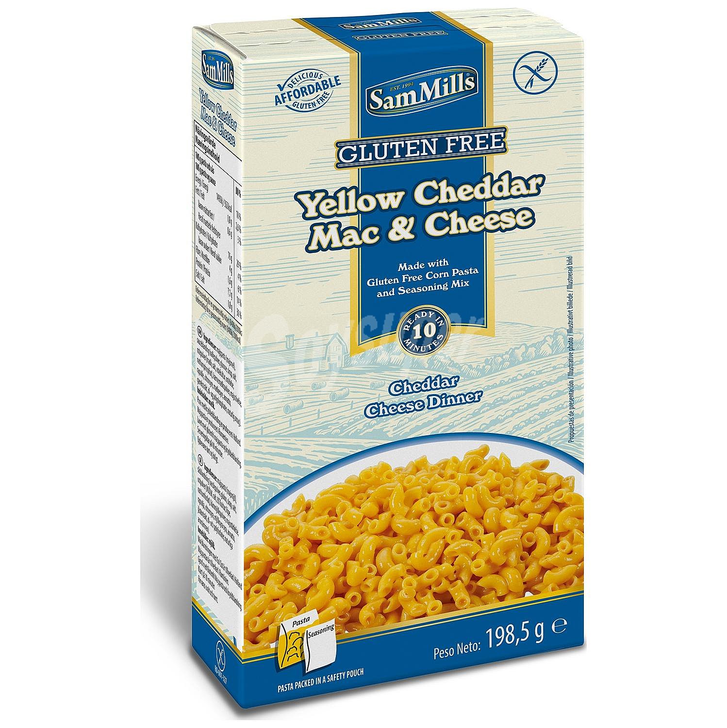 Macarrones con queso cheddar sin gluten