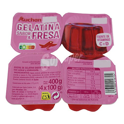 Producto alcampo Gelatina con sabor a fresa