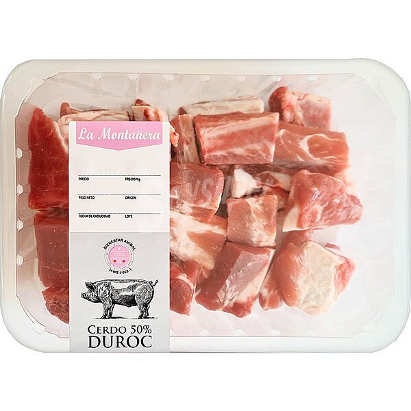 Costillas frescas palo troceadas de cerdo 50% Duroc peso aproximado