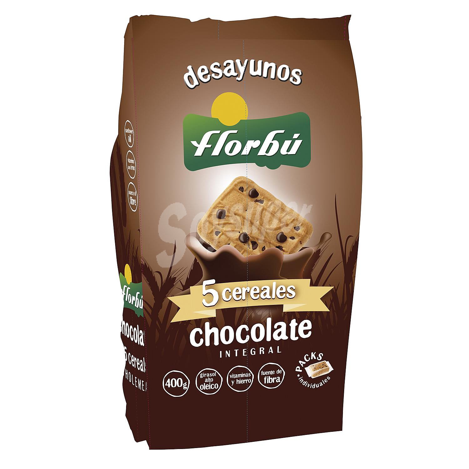 Galletas integrales con chocolate y 5 cereales