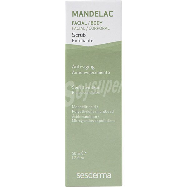 Mandelac scrub exfoliante facial/corporal antienvejecimiento para pieles sensibles