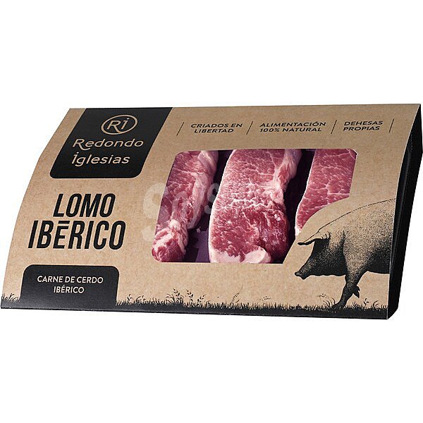 Lomo fresco de cerdo ibérico criado en libertad con alimentación 100% natural en filetes peso aproximado