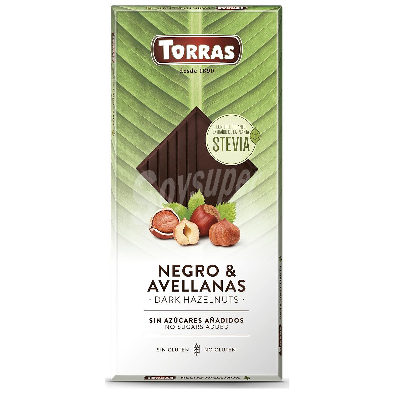 Chocolate negro con avellanas sin azúcares añaddos