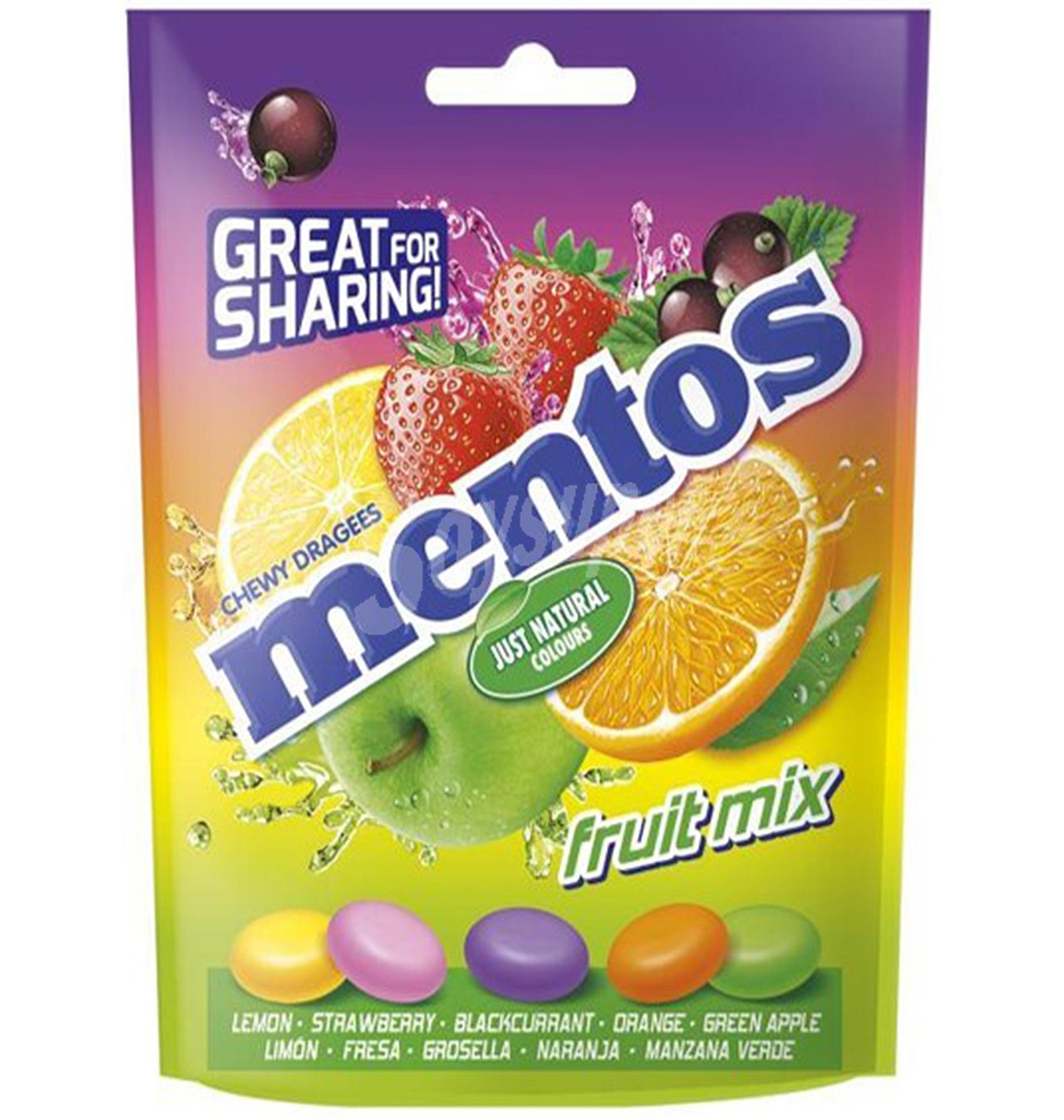 Caramelos mentos bolsa frutas