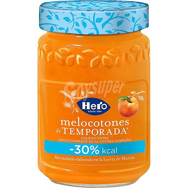 Mermelada de melocotón de temporada 100% fruta sin azúcares refinados light