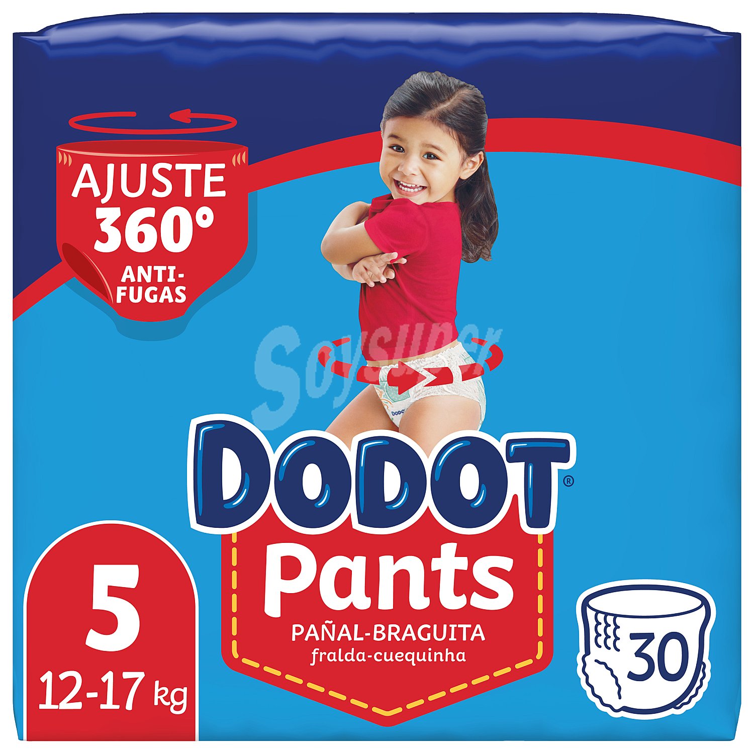 Pants pañales 12-17 kg talla +5 paquete 30 uds