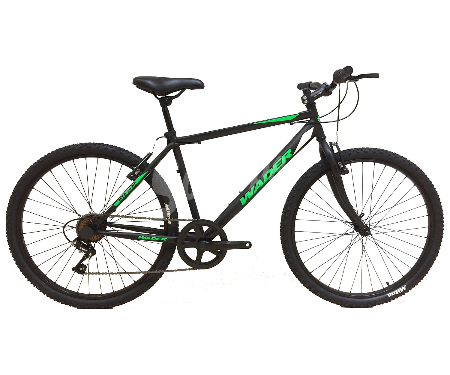 Bicicleta de montaña de acero, 66,04cm. (26 pulgadas), frenos v-brake y 6 velocidades, color negro wader