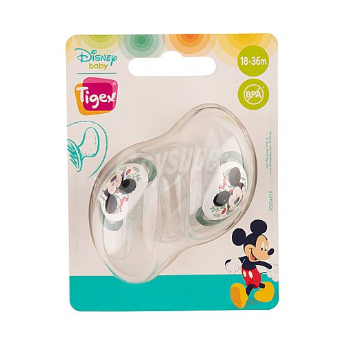 Chupetes fisiológicos de silicona para bebes de más 18 meses, tigex Mickey