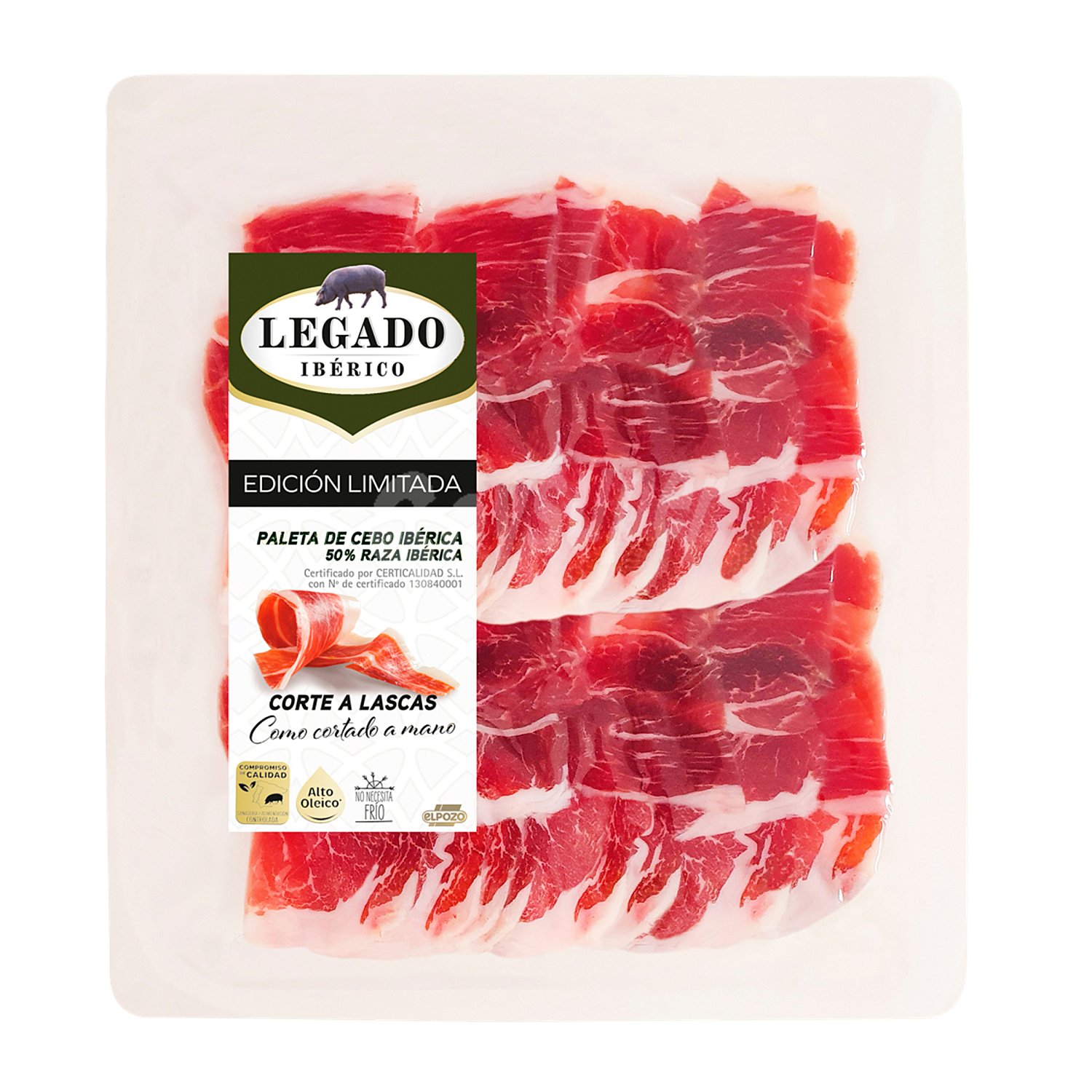 Paleta de cebo ibérico 50% raza ibérica corte a lascas