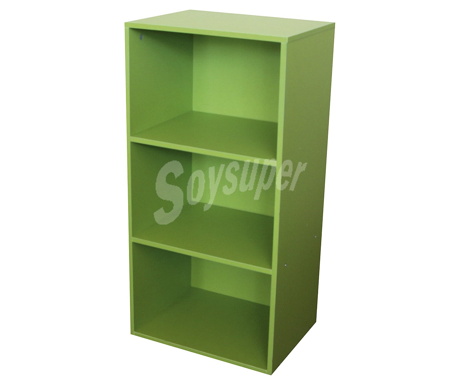 Estantería librería color verde con 3 baldas. Medidas: 80cm. de alto, 40cm. de largo y 29,5cm. de profundidad, mobiliario.