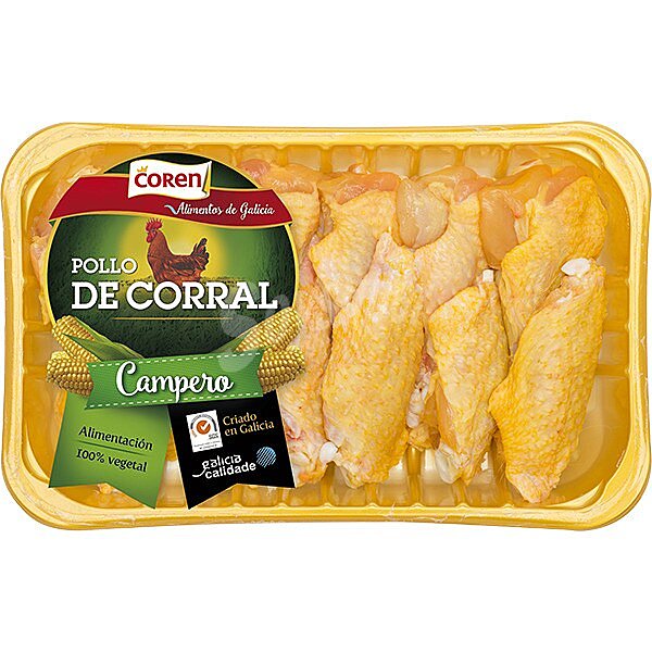 Alas partidas de pollo de corral peso aproximado