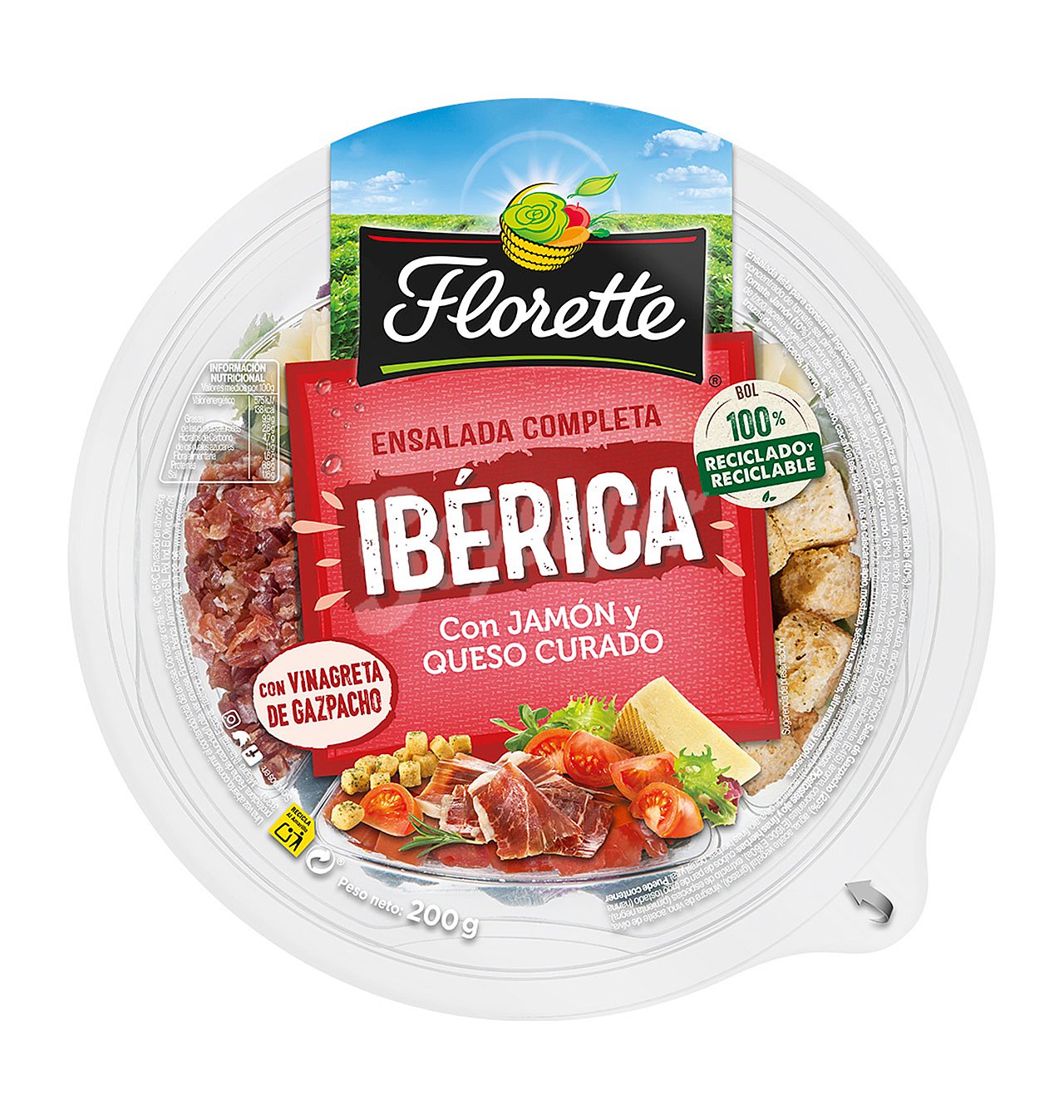 Ensalada ibérica con jamón y queso curado