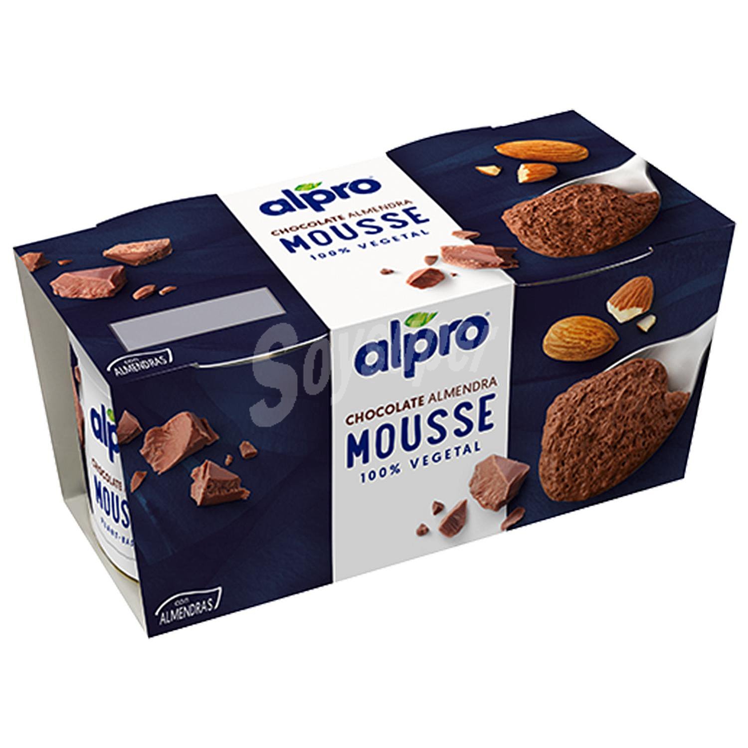 Mousse vegetal de chocolate con almendras sin gluten sin lactosa