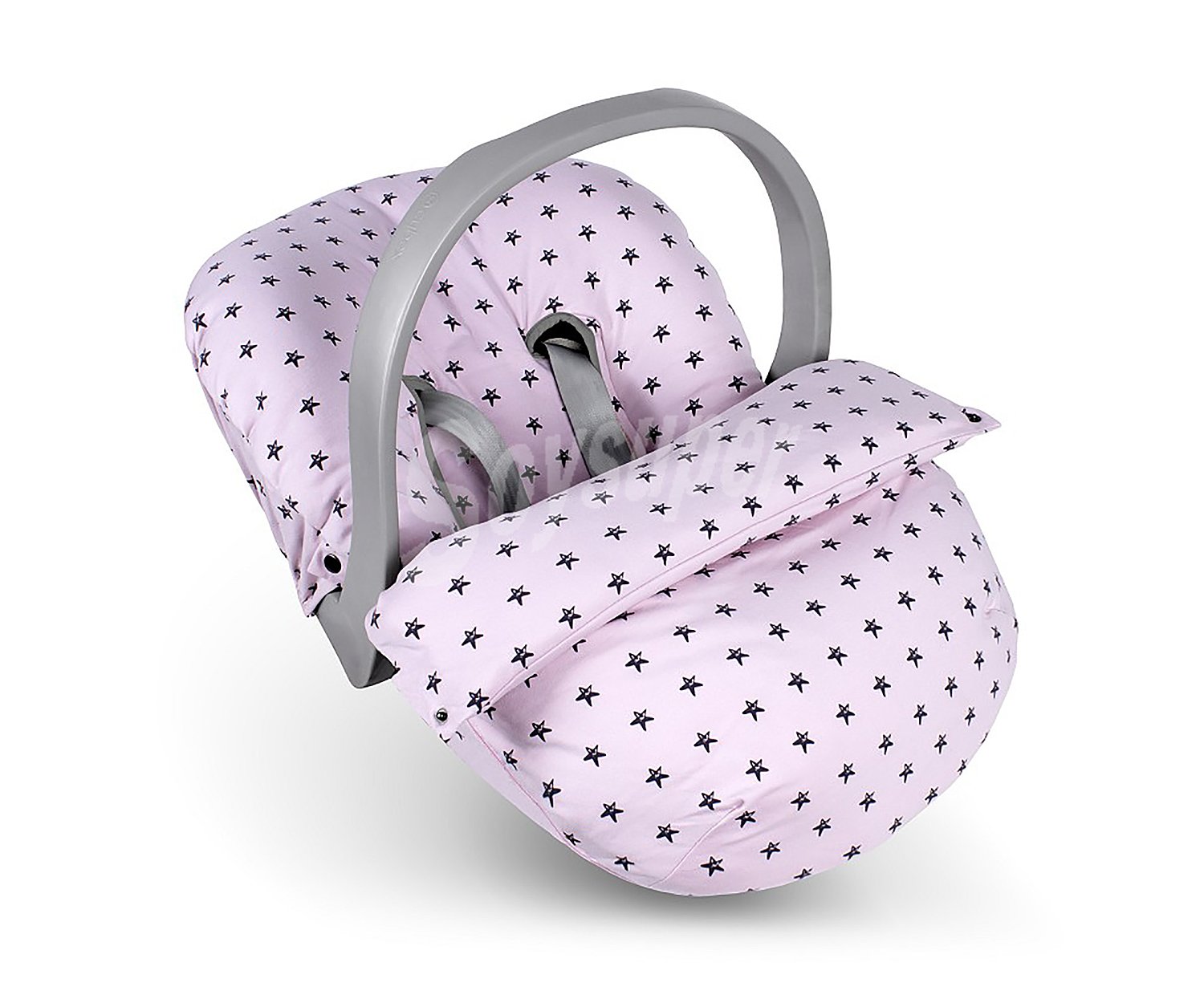 Saco para silla maxicosi grupo 0 interbaby, con funda, capota y saco de color rosa con estrellas