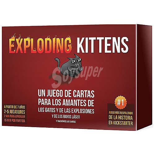 Juego de mesa infantil de cartas Exploding Kittens, de 2 a 5 jugadores, asmodee