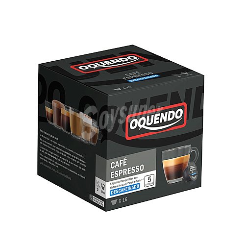 Oquendo Café espresso de tueste natural descafeinado en cápsulas,intensidad 5 oquendo