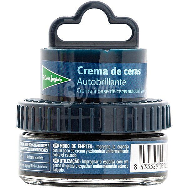 Limpia calzado crema de ceras autobrillante azul con esponja tarro 50 ml