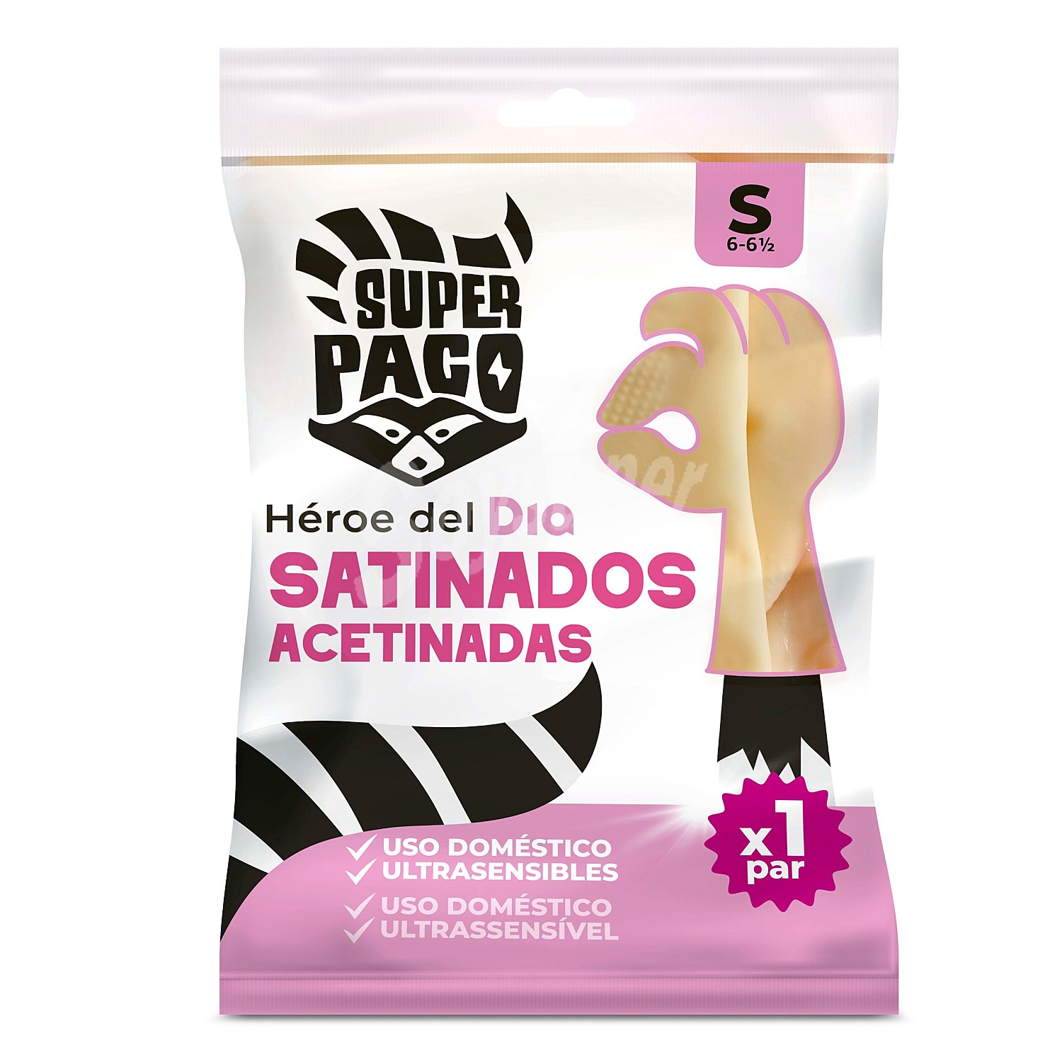 Guantes satinados de látex talla S Super Paco