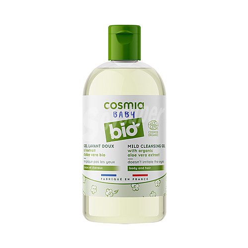 Cosmia baby Gel y champú para baño o ducha con extracto de aloe vera orgánica cosmia baby Bio