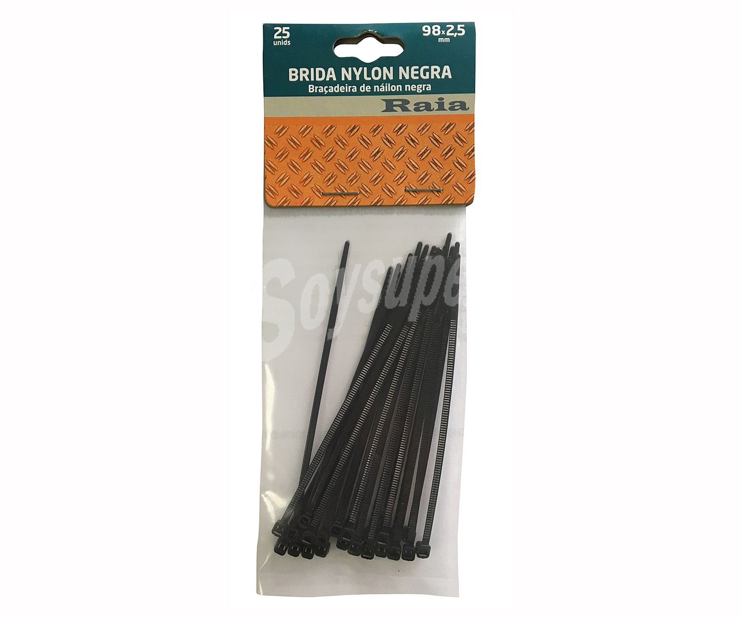 Bridas de nylon 98 x 2,5 de color negro, ARREGUI.