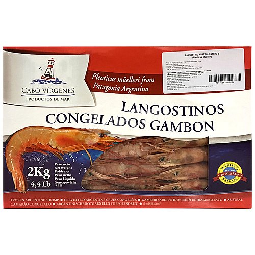 Cabo vírgenes Langostino austral 30/40 (gambón) , crudo y ultracongelado cabo virgenes (p.n)