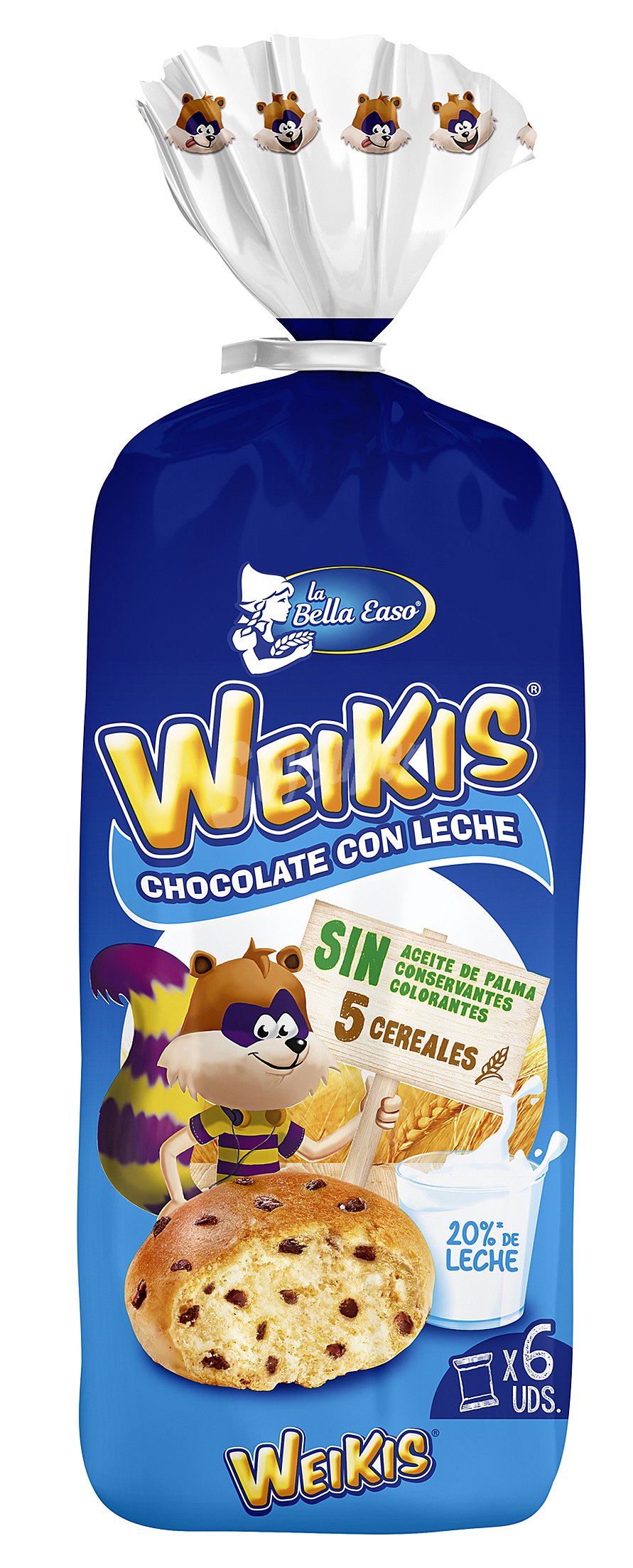 Panecillo weikis con pepitas chocolate extra leche industrial