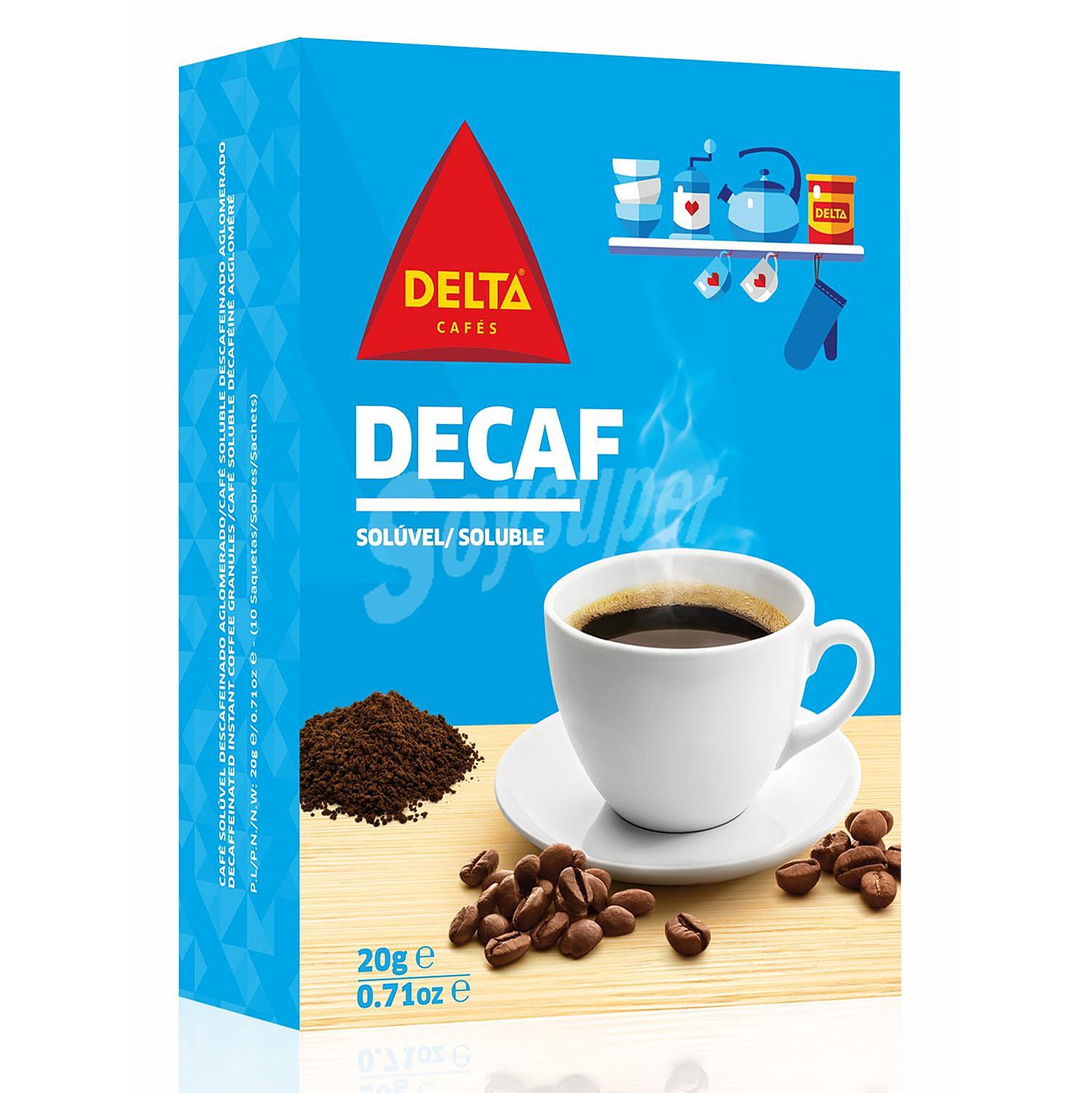 Café soluble en sobres descafeinado Delta