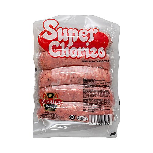 Cuatro ríos Chorizo parrillero tipo Argentino, elaborado sin gluten y sin lactosa cuatro ríos