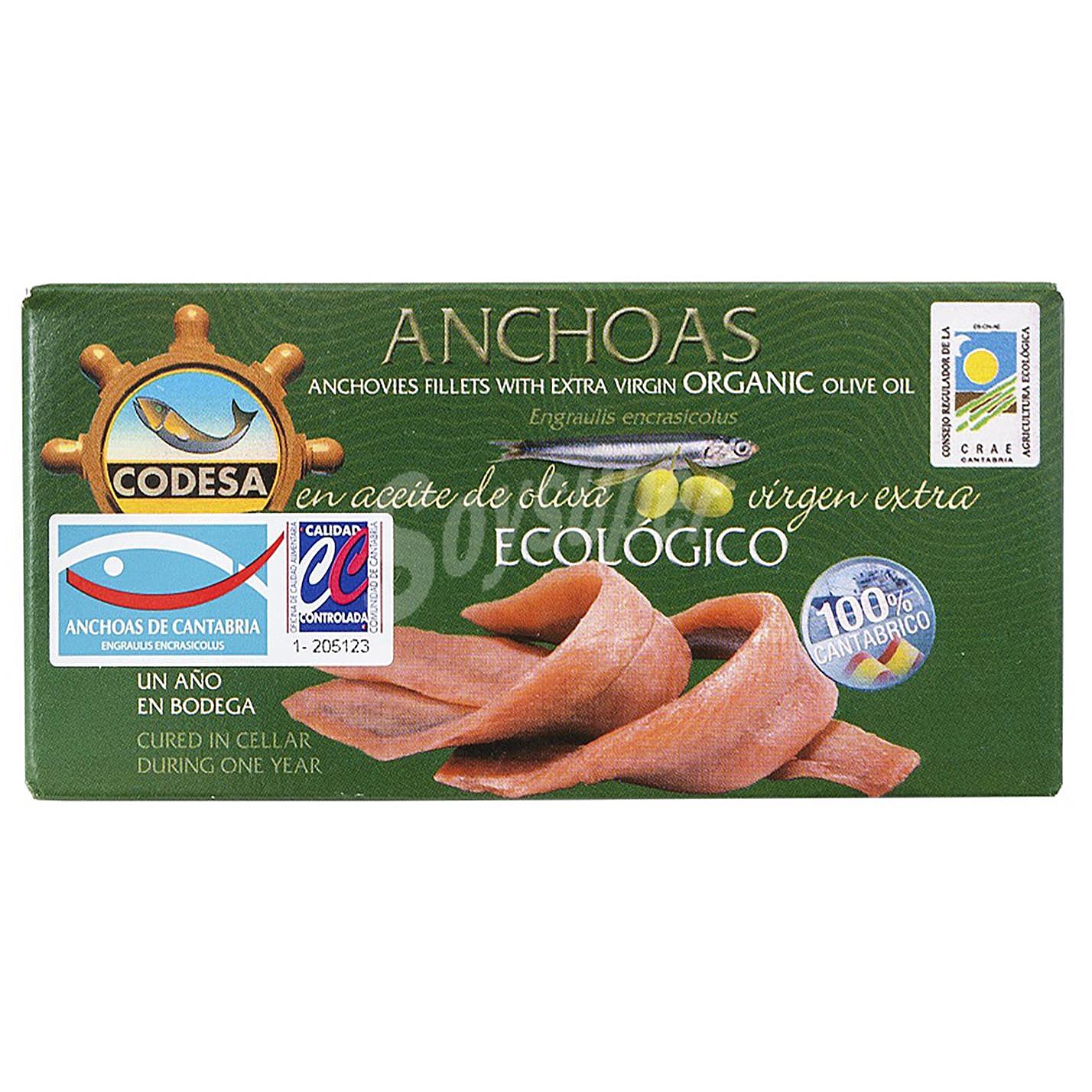 Anchoas en aceite de oliva virgen extra ecologicas Codesa