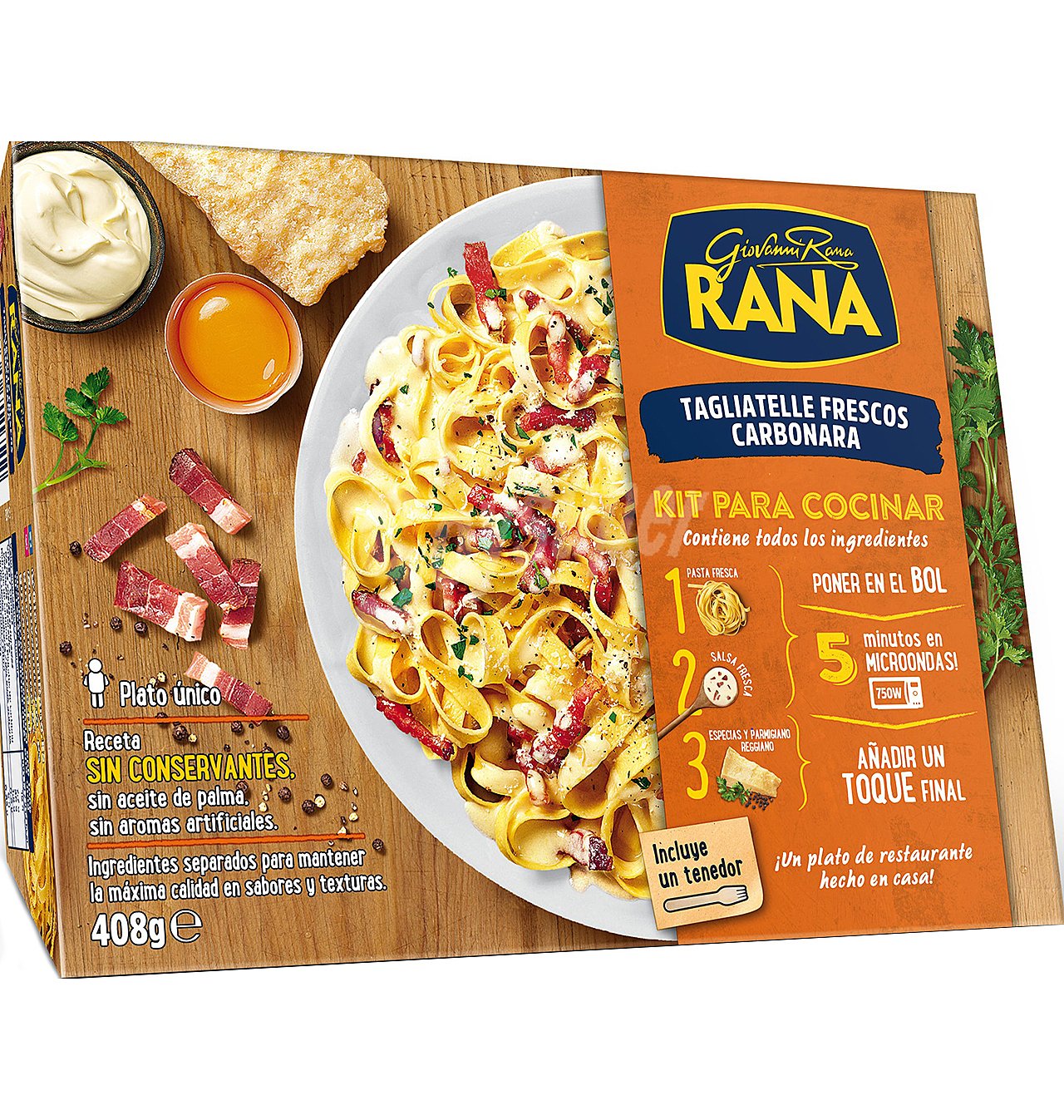 Kit tagliatelle frescos rana carbonara