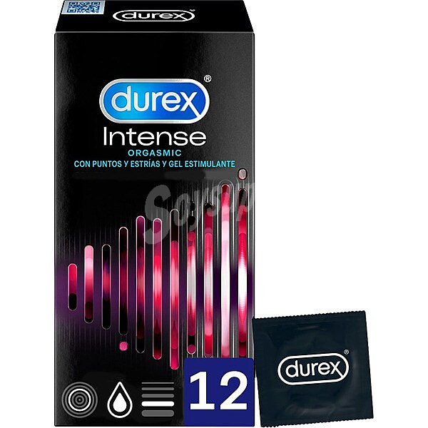 Love Sex Intense Orgasmic preservativos con puntos y estrías y gel estimulante caja 12 unidades