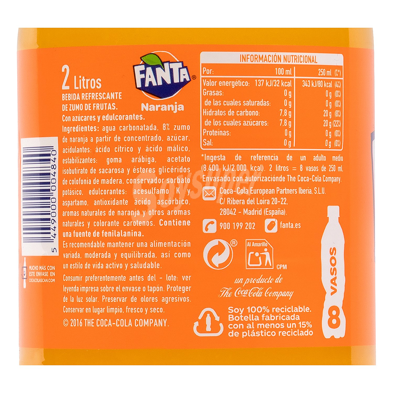 Refresco de naranja fanta