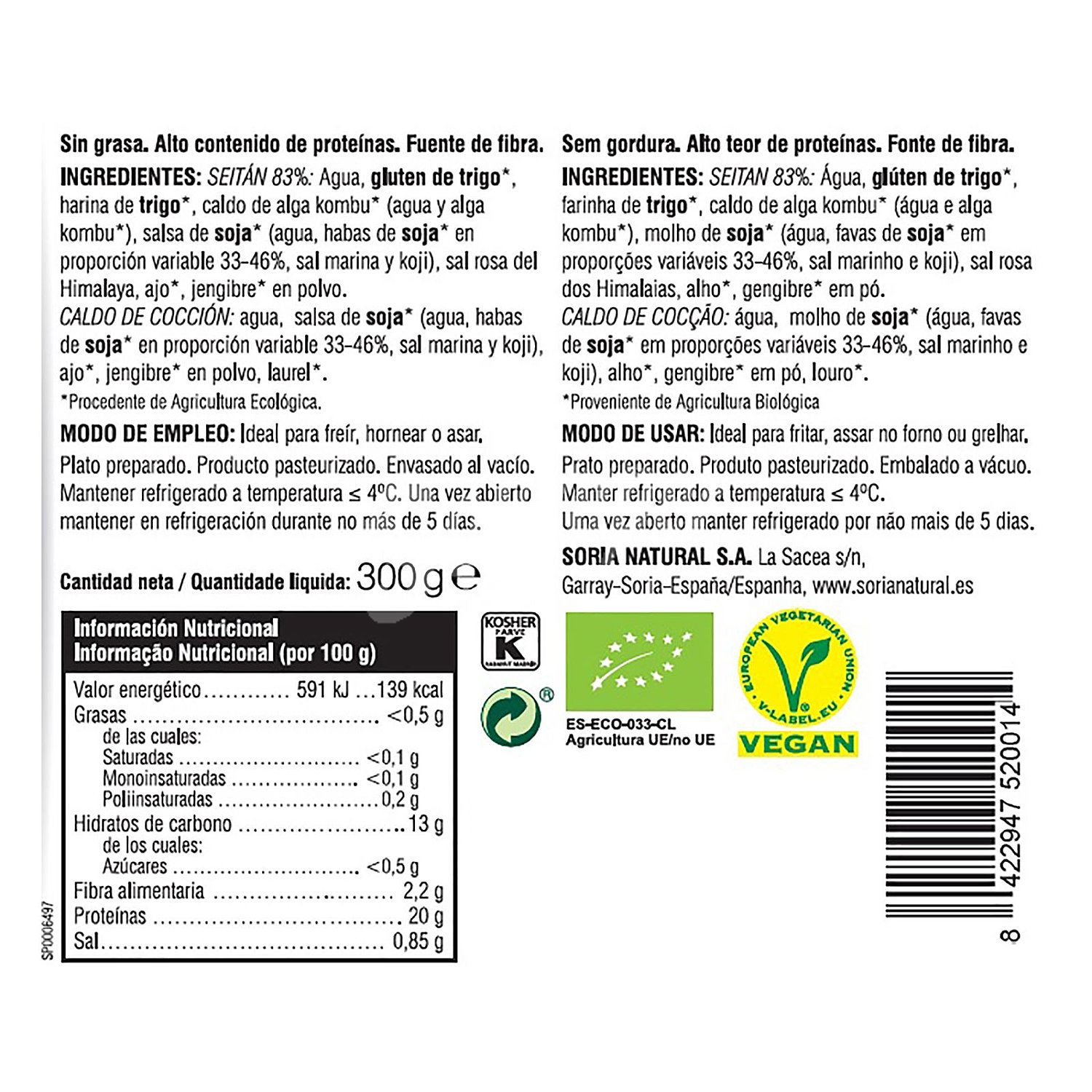 Seitan Laminado ecológico Soria Natural