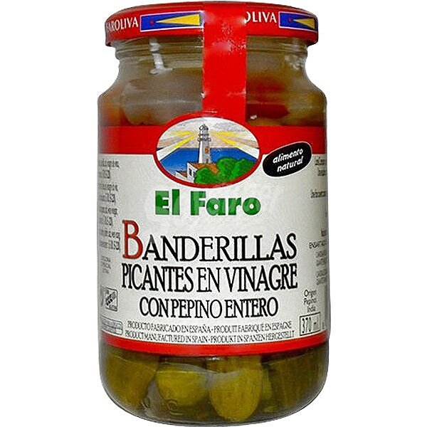 Banderillas picantes en vinagre con pepino entero 