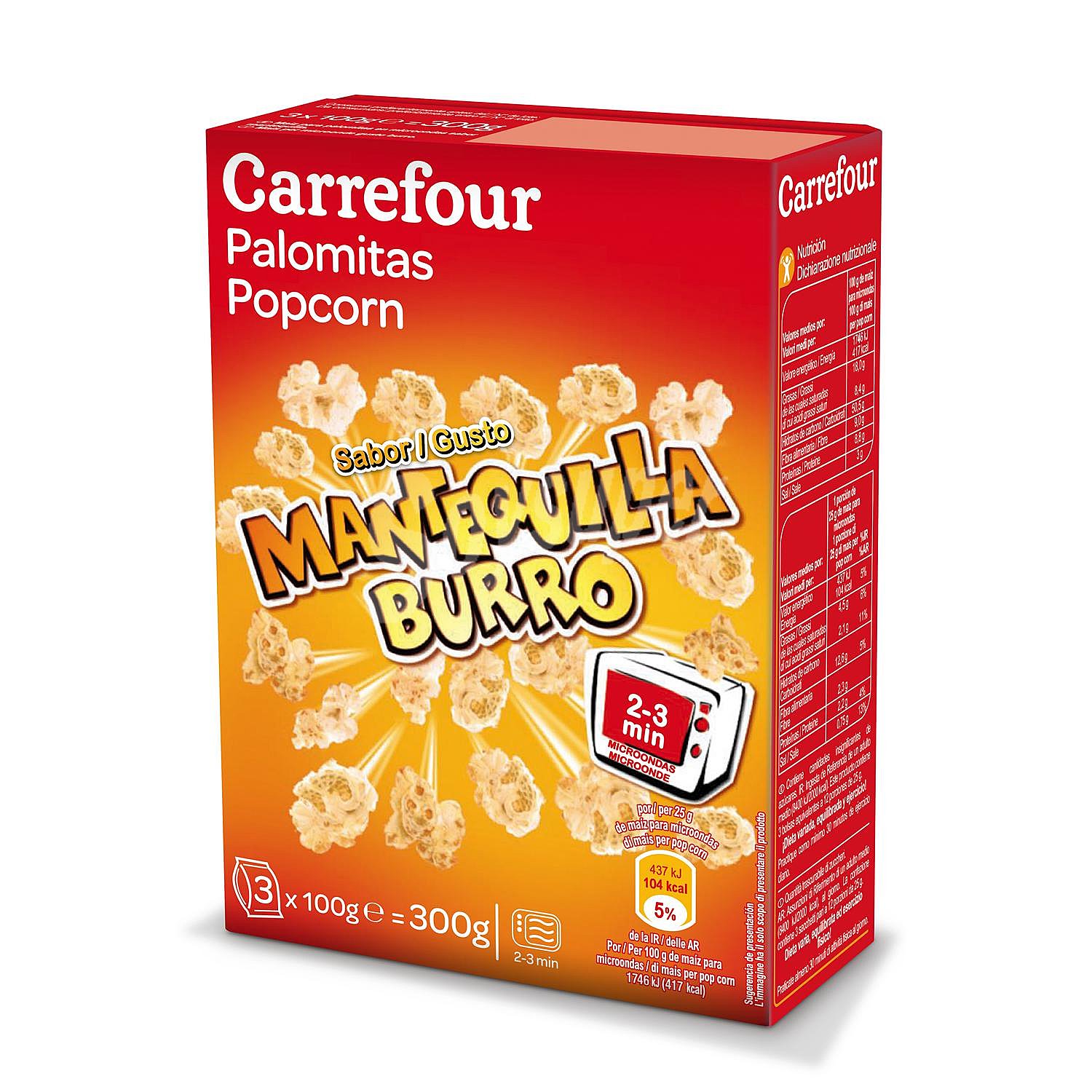 Palomitas sabor mantequilla para microondas Carrefour