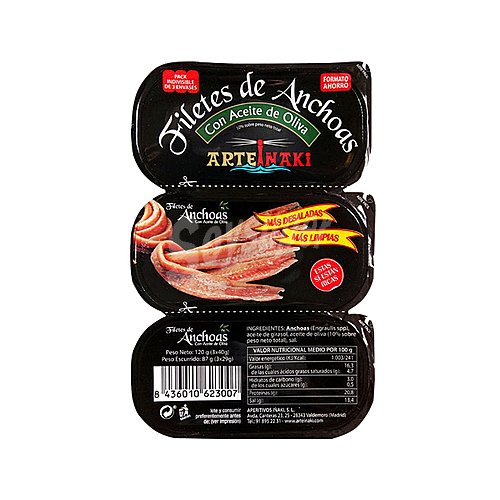 Filetes de anchoas con aceite de oliva