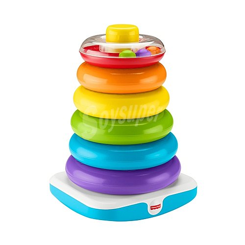 Pirámide balanceante gigante con aros encajables y apilables de colores, 40,6x27cm. fisher price