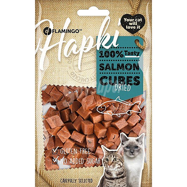 Hapki snack para gatos cubitos de salmón Gluten Free