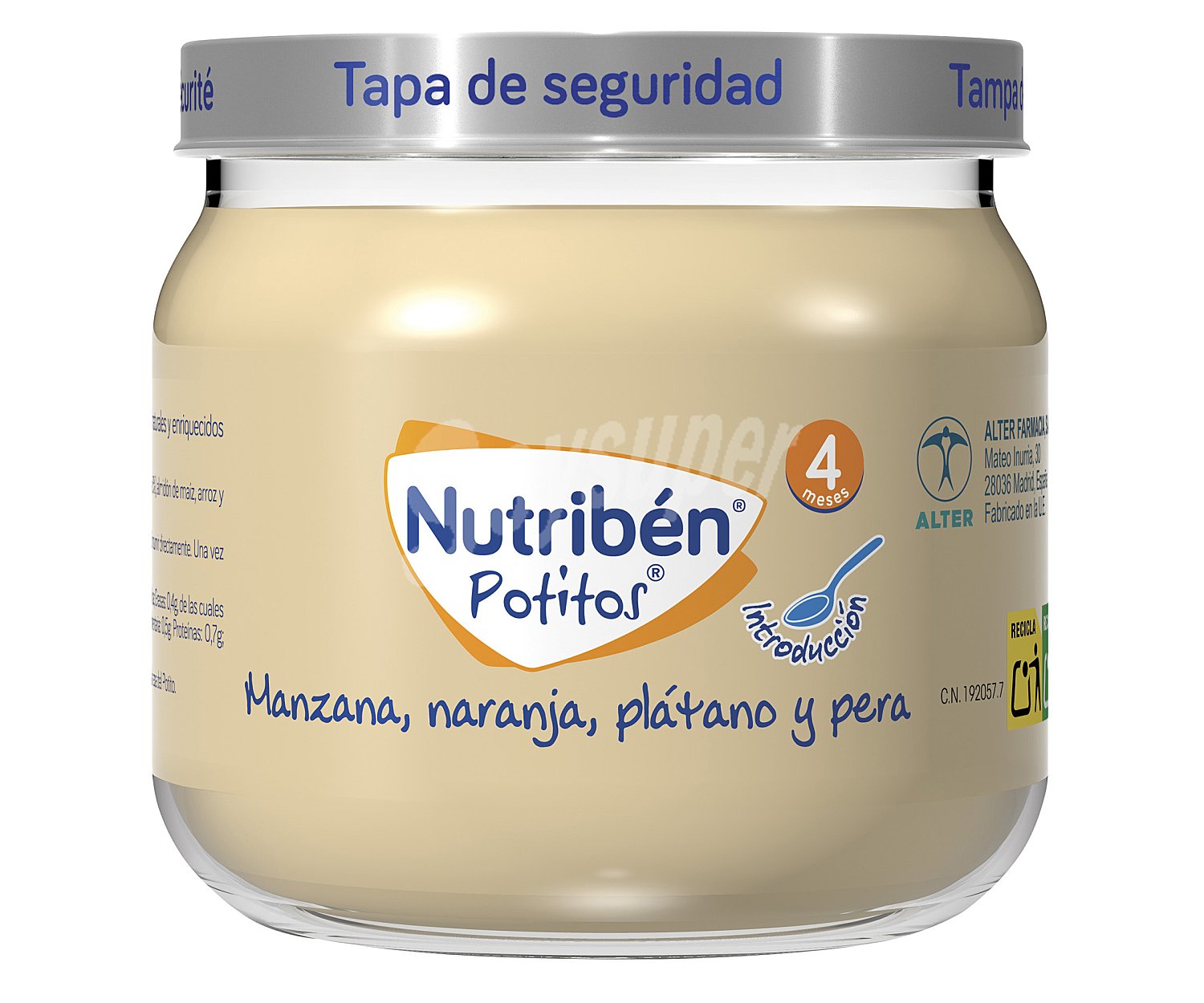 Nutribén Potitos® de frutas (manzana. naranja, plátano y pera) a partir de 4 meses nutribën Introducción